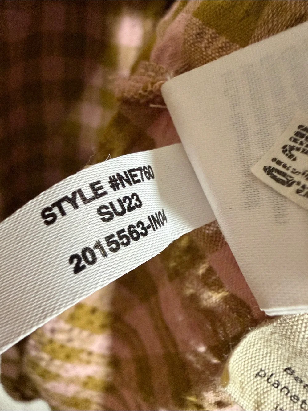 Madewell Pink & Olive Gingham Puff Sleeve Cotton Mini Dress Pockets - Picture 6 of 7